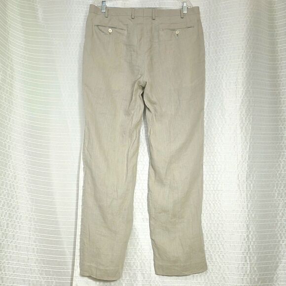LRL Ralph Lauren 100% Linen Pant Straight Leg Natural Men's 36X32 (Act. 36x31.5) - Picture 2 of 11